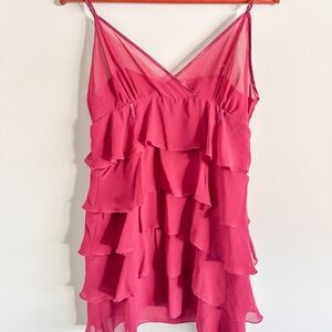 Vintage La Vie En Rose Pink Ruffled Sleepwear Top Large Polyester